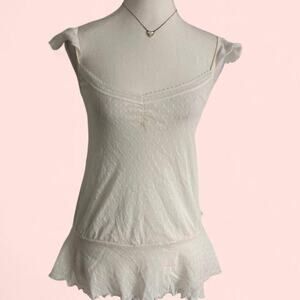 Intimissimi Vintage Fairy Core While Baby Doll Lace Pleated Ruffles Tank Size M